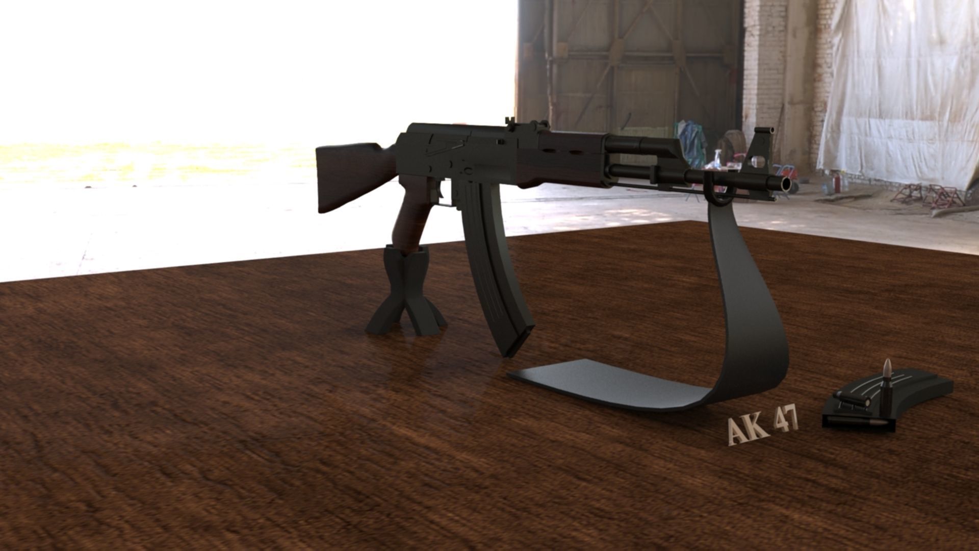 Russian AK-47 Assault Rifle Low-poly 3D model_14