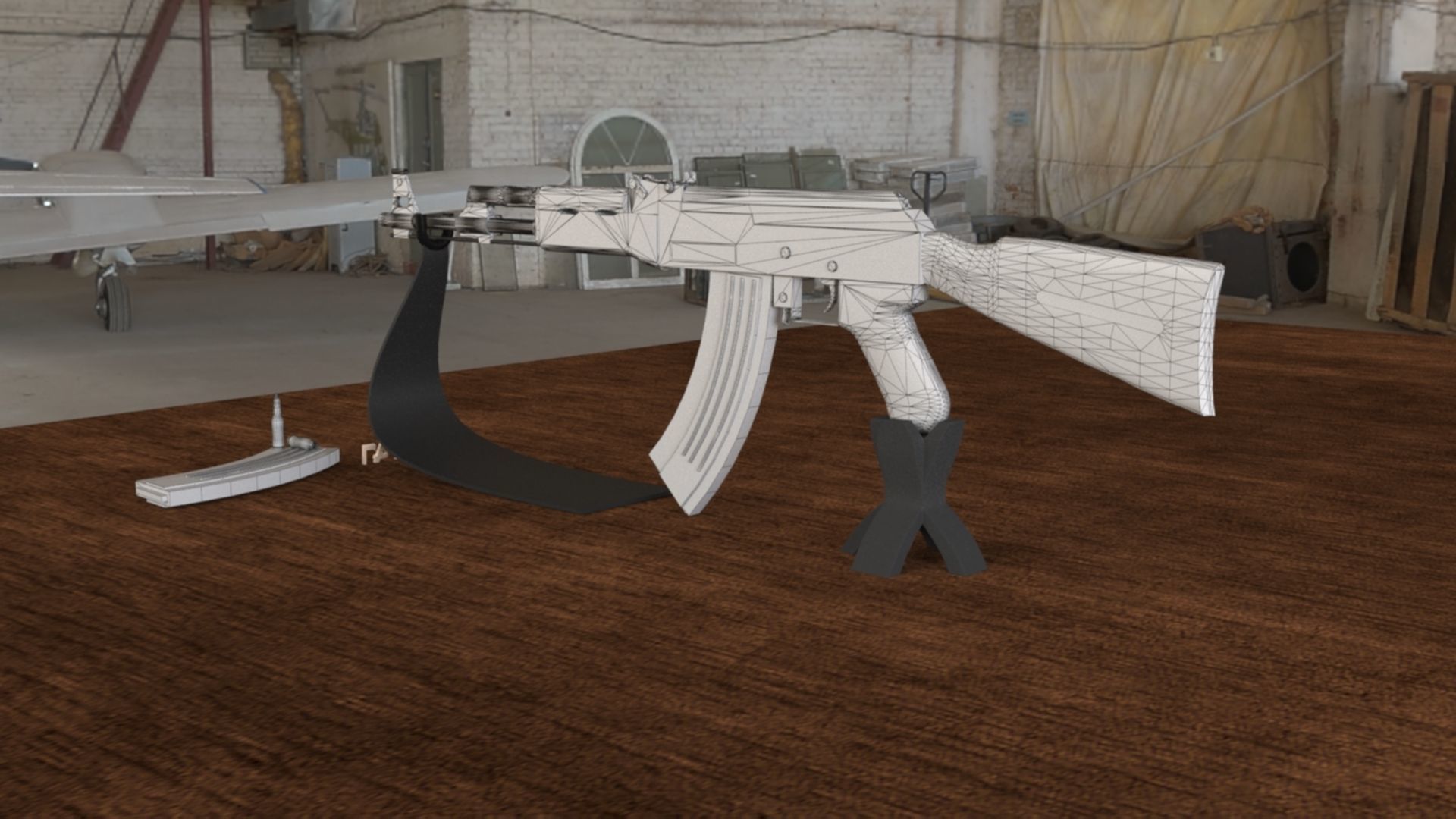 Russian AK-47 Assault Rifle Low-poly 3D model_19