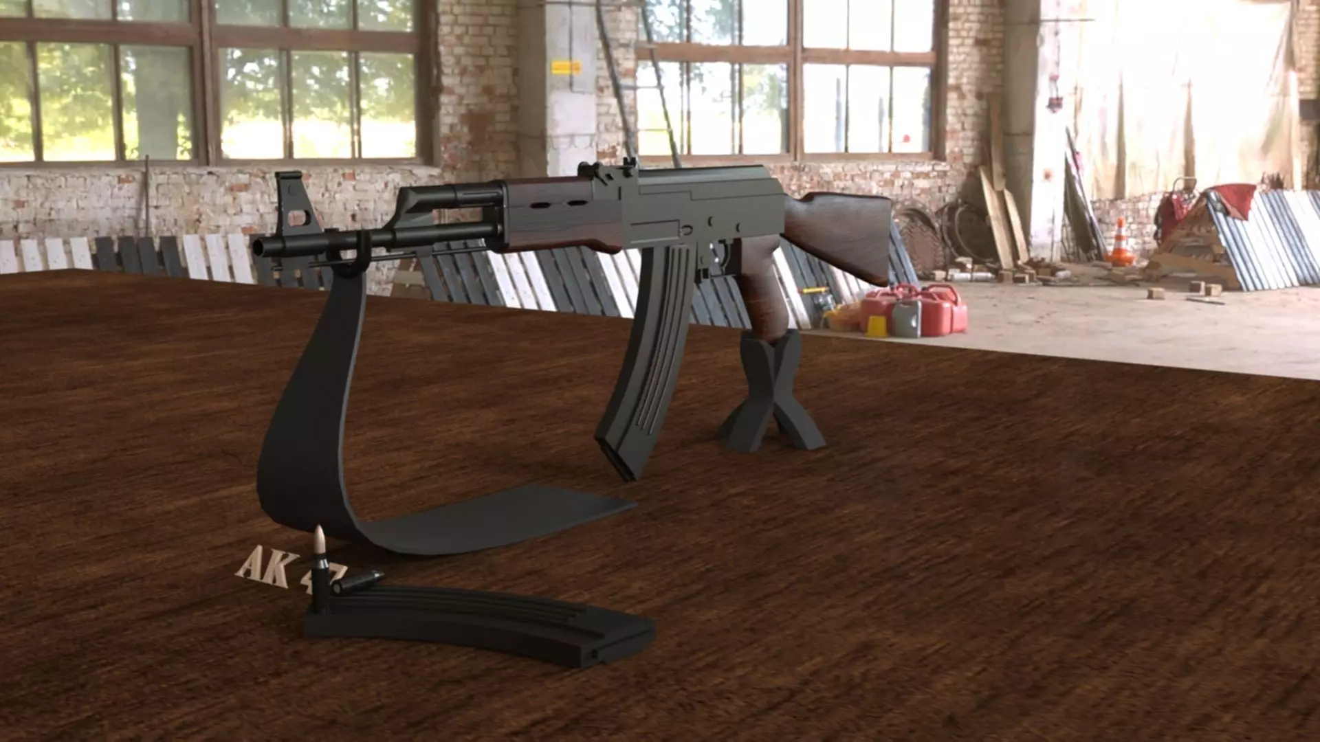 Russian AK-47 Assault Rifle Low-poly 3D model_0