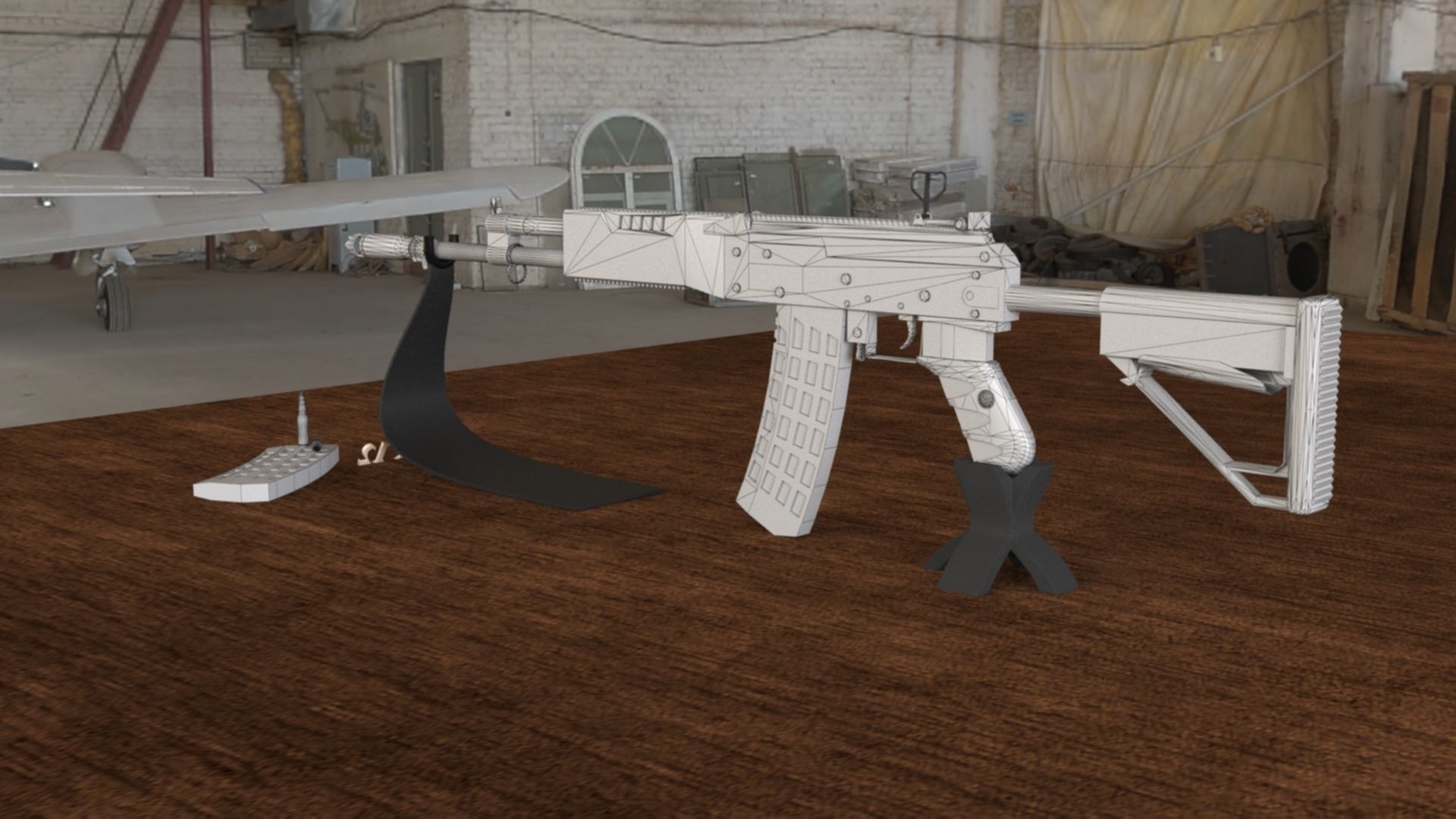 Russian AK-12 Assault Rifle 3D Model Low-poly 3D model_32