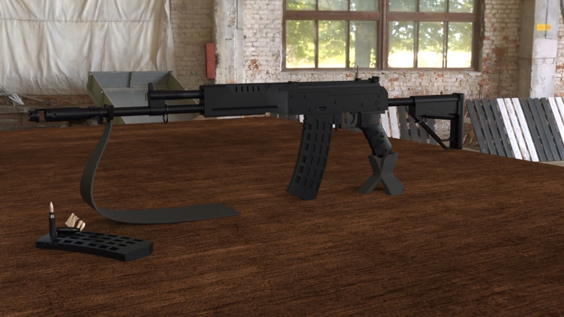 Russian AK-12 Assault Rifle 3D Model Low-poly 3D model_8