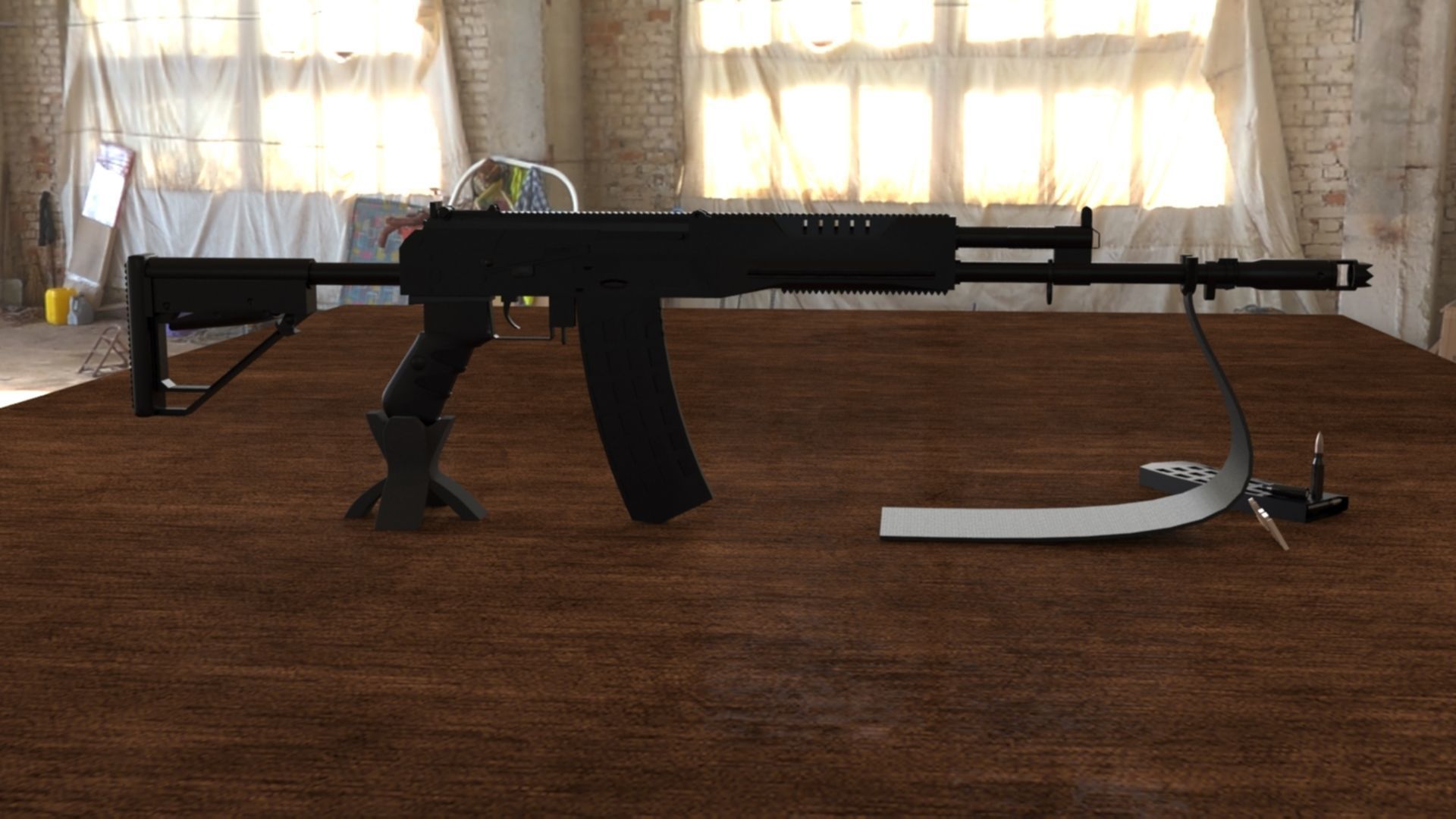 Russian AK-12 Assault Rifle 3D Model Low-poly 3D model_3