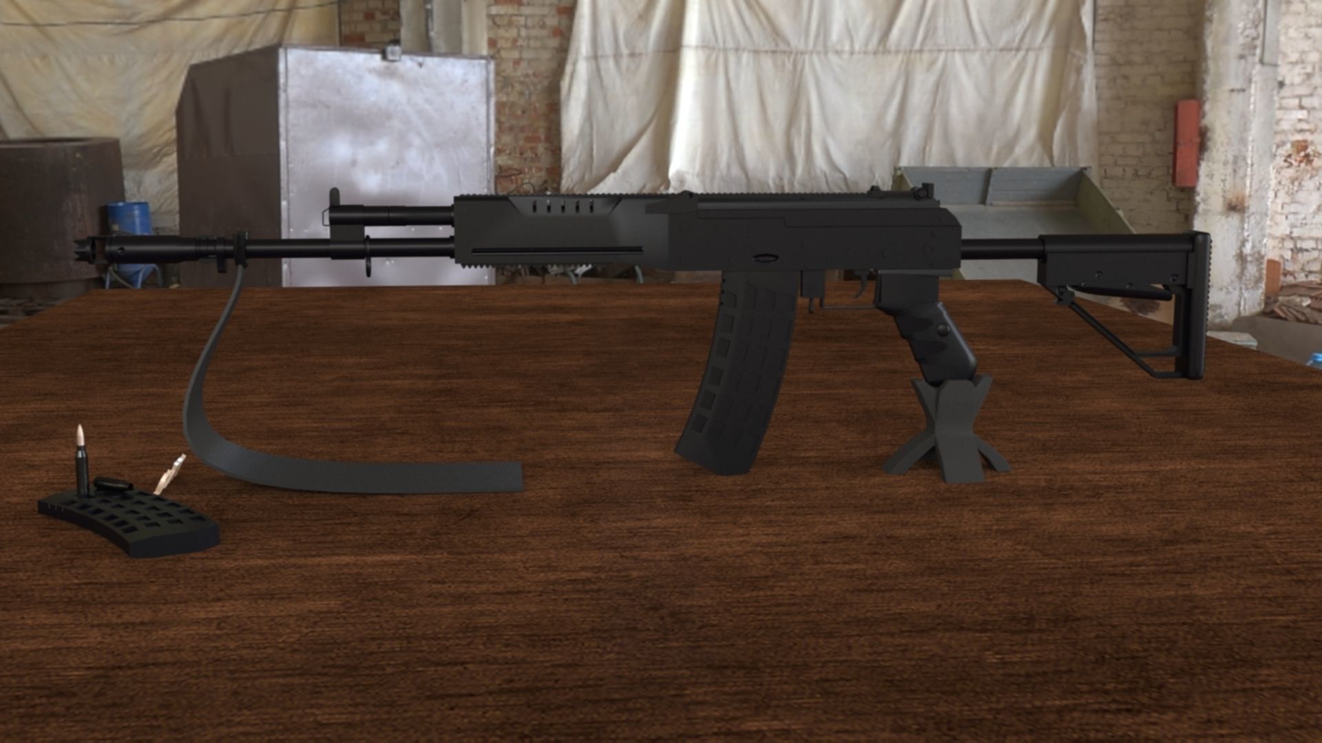 Russian AK-12 Assault Rifle 3D Model Low-poly 3D model_2