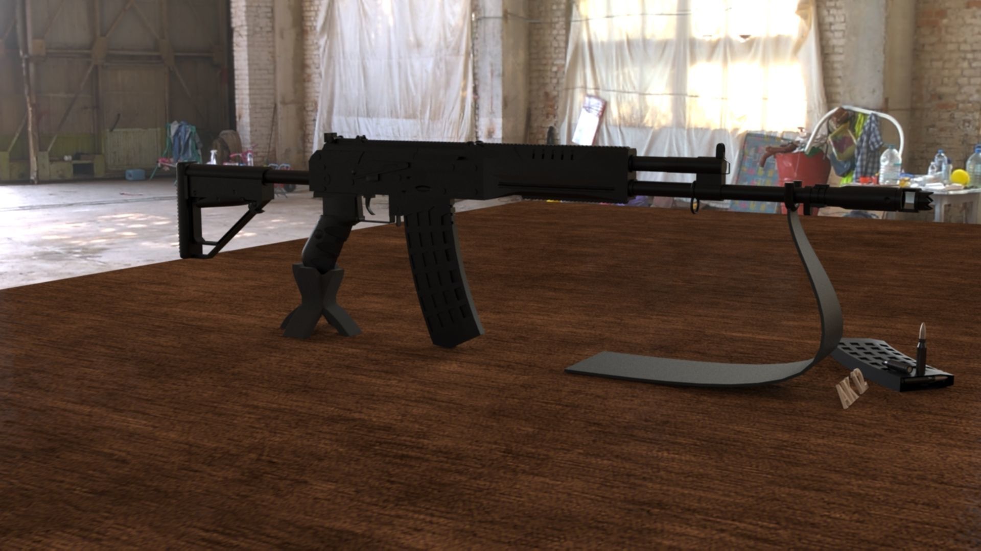 Russian AK-12 Assault Rifle 3D Model Low-poly 3D model_5