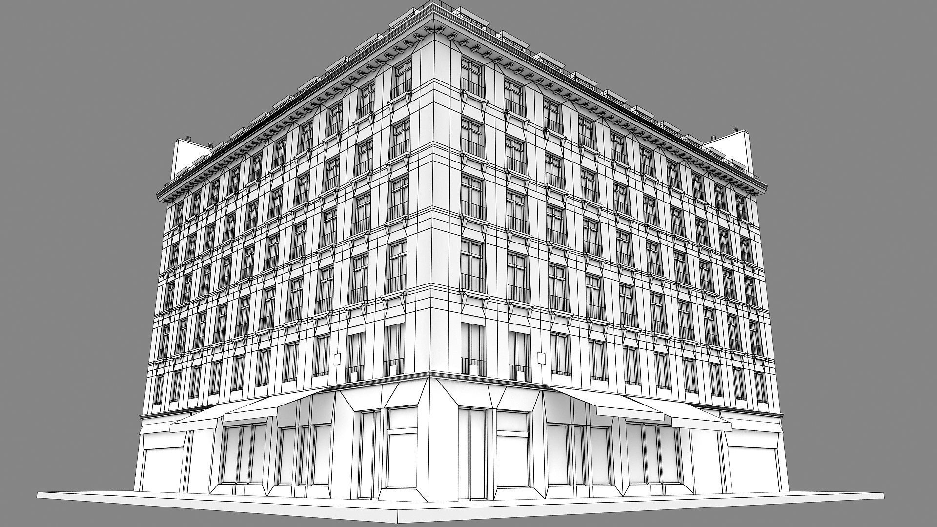 Typical Parisian Apartment Building 02 Low-poly 3D model_29