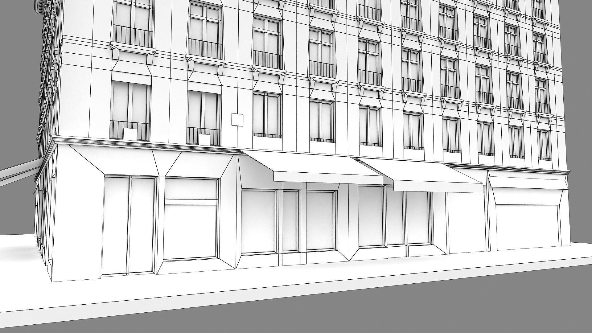 Typical Parisian Apartment Building 02 Low-poly 3D model_18