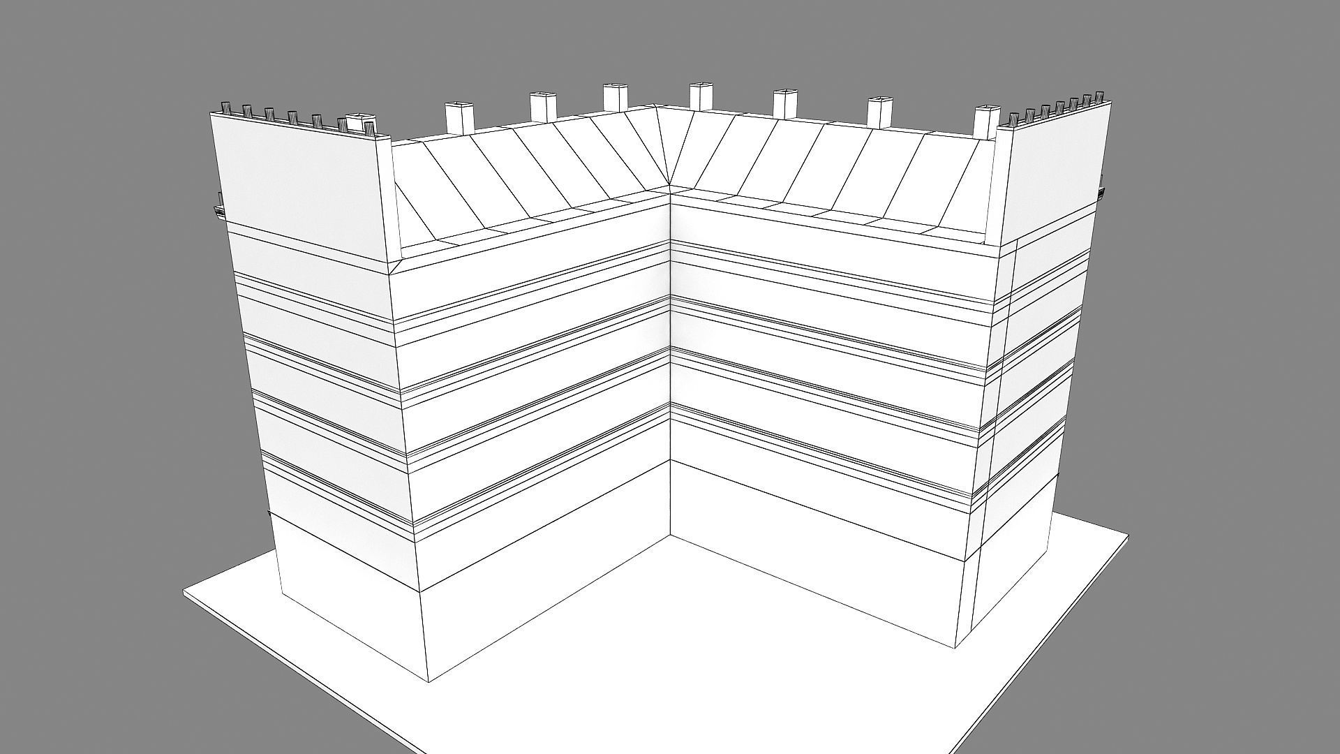 Typical Parisian Apartment Building 02 Low-poly 3D model_23