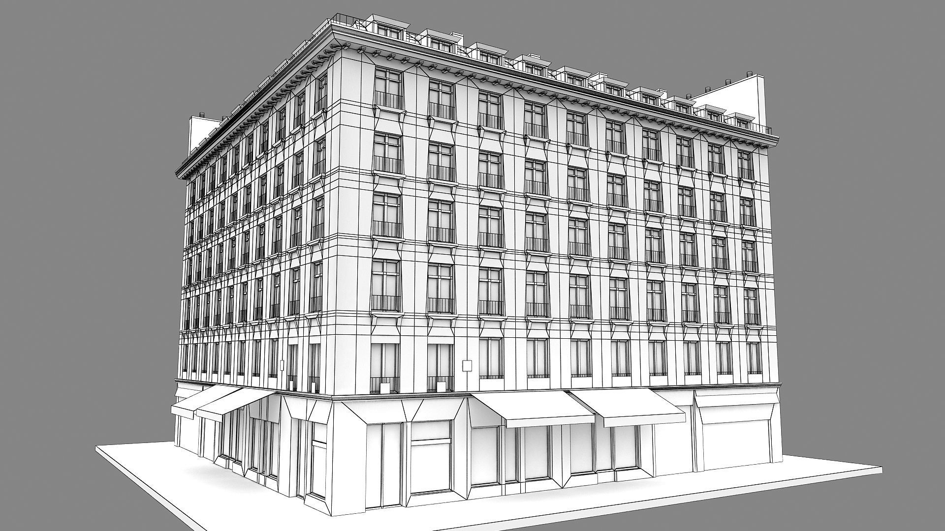Typical Parisian Apartment Building 02 Low-poly 3D model_28