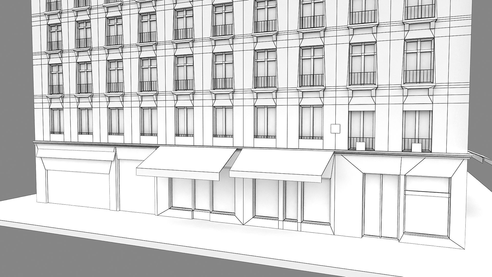 Typical Parisian Apartment Building 02 Low-poly 3D model_19