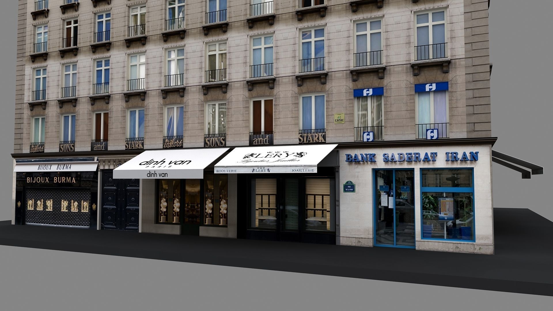 Typical Parisian Apartment Building 02 Low-poly 3D model_11