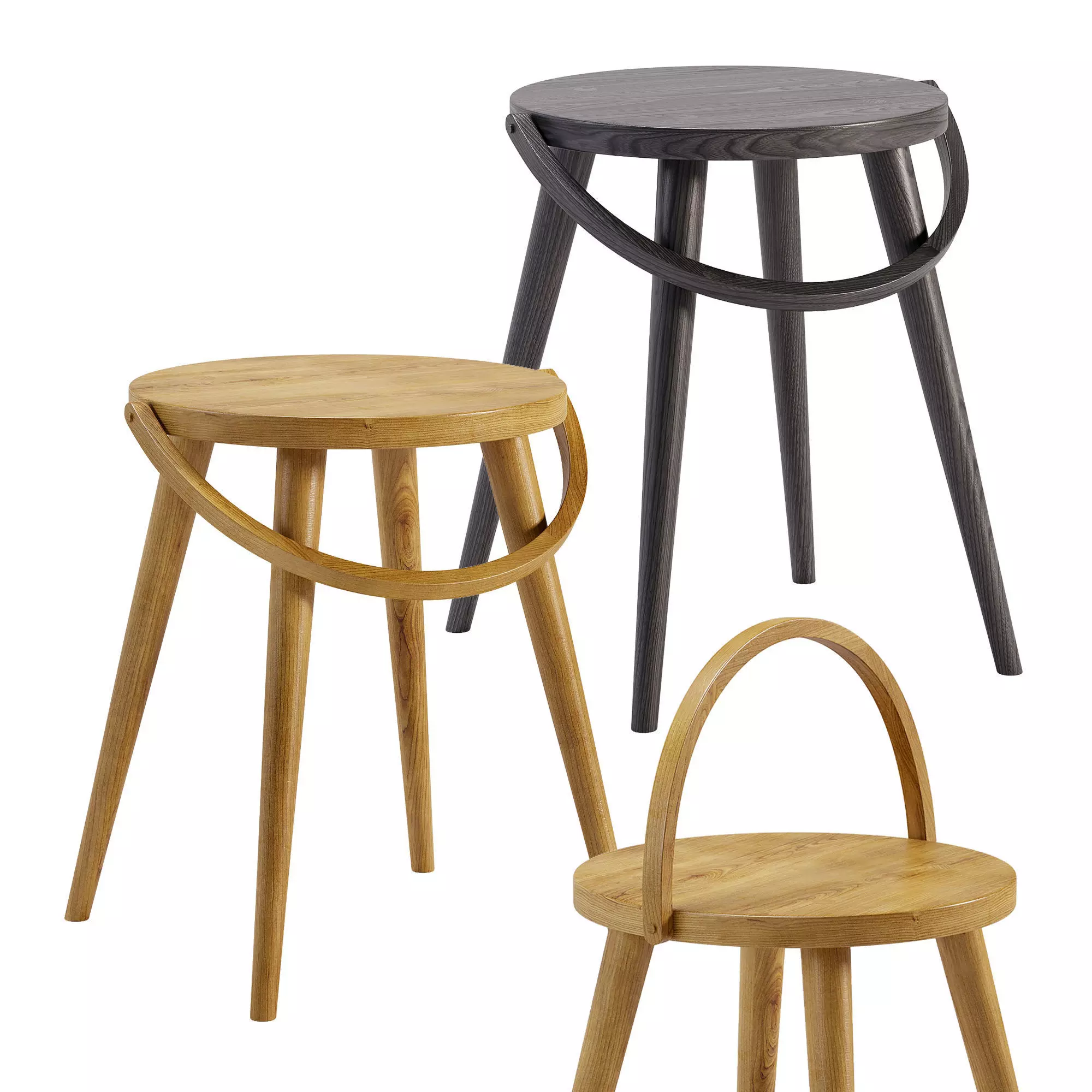 Single Bucket Stool - Chairs Low-poly 3D model_0