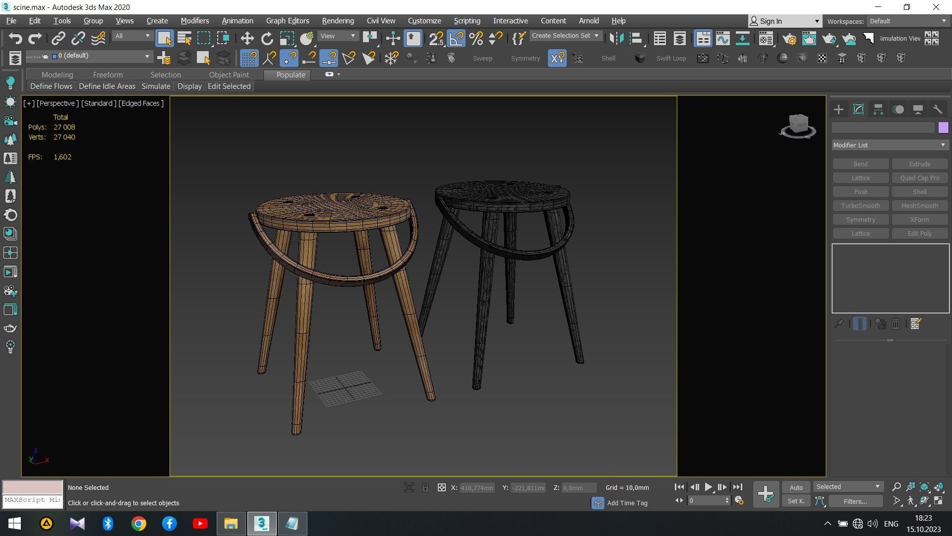 Single Bucket Stool - Chairs Low-poly 3D model_10