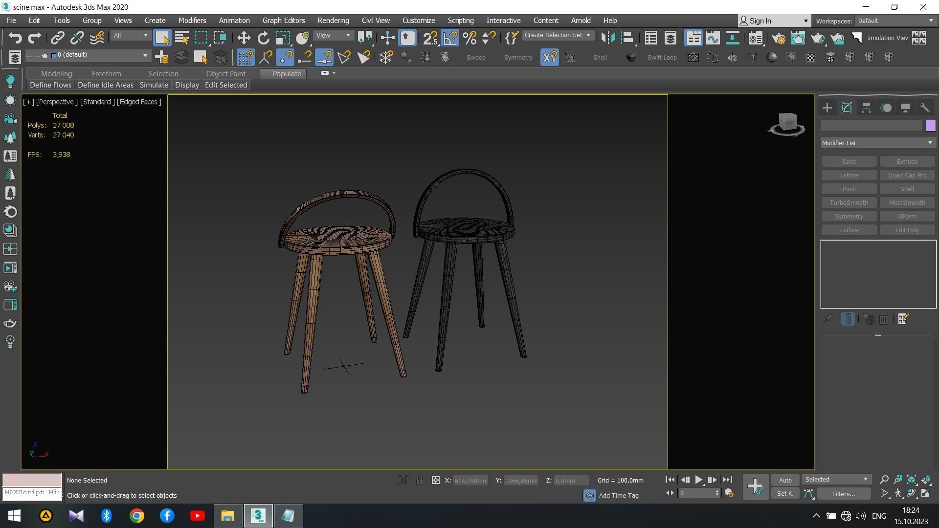 Single Bucket Stool - Chairs Low-poly 3D model_15