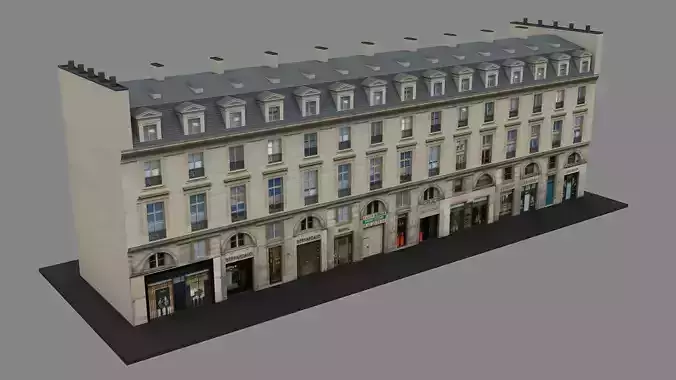 Typical Parisian Apartment Building 09 Low-poly 3D model
