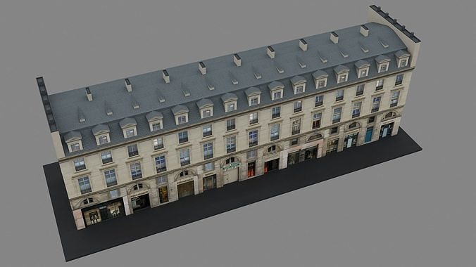 Typical Parisian Apartment Building 09 Low-poly 3D model 5