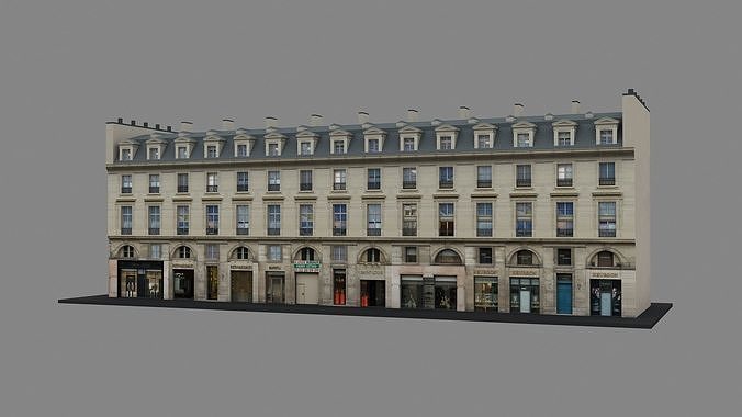 Typical Parisian Apartment Building 09 Low-poly 3D model 3