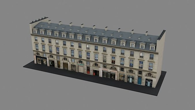 Typical Parisian Apartment Building 09 Low-poly 3D model 4