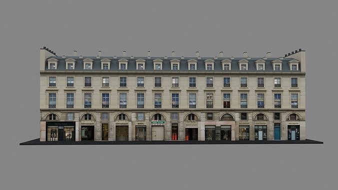 Typical Parisian Apartment Building 09 Low-poly 3D model 7