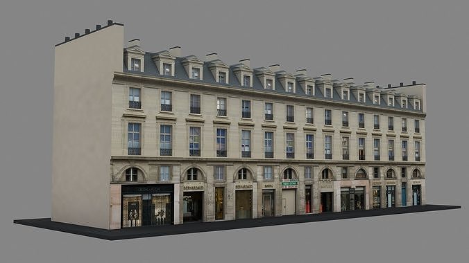 Typical Parisian Apartment Building 09 Low-poly 3D model 2