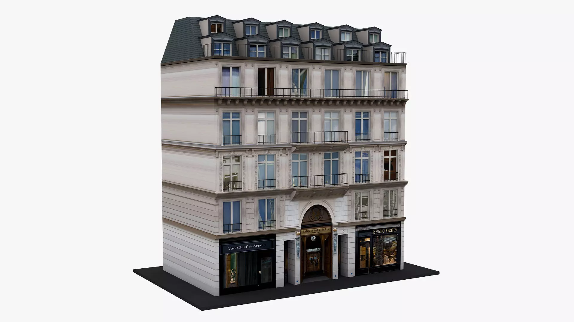 Typical Parisian Apartment Building 10 Low-poly 3D model