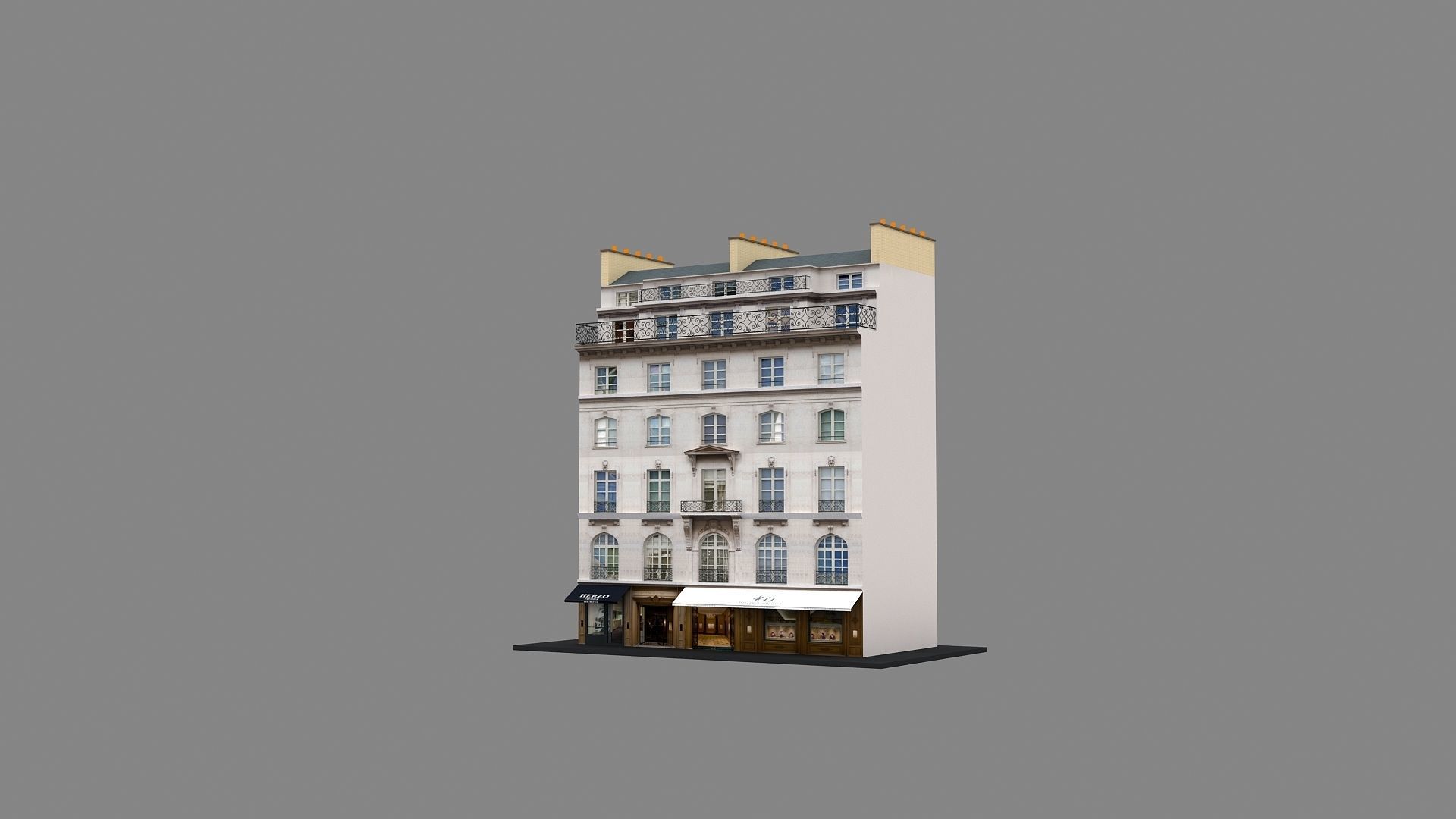 Typical Parisian Apartment Building 11 Low-poly 3D model_4
