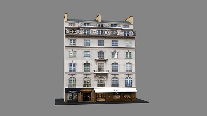 Typical Parisian Apartment Building 11 Low-poly 3D model 4
