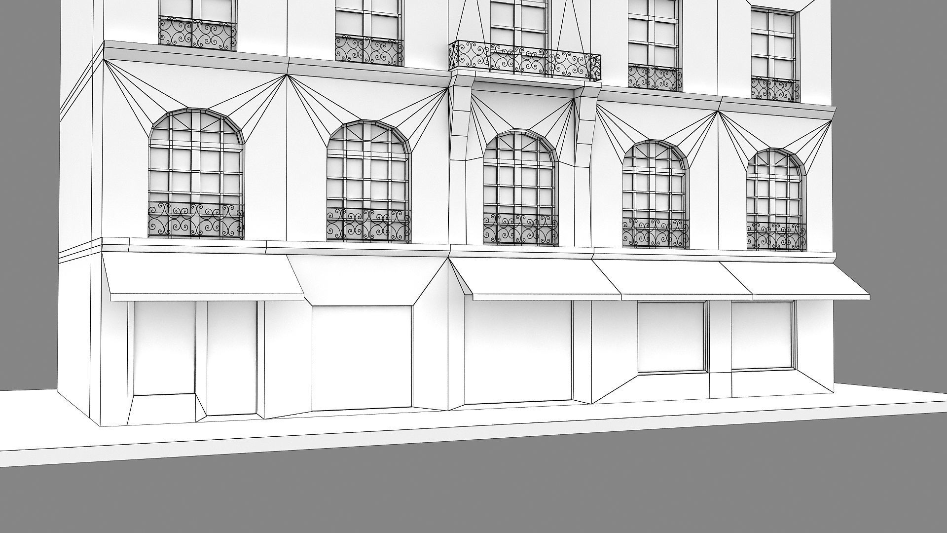 Typical Parisian Apartment Building 11 Low-poly 3D model_16