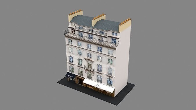 Typical Parisian Apartment Building 11 Low-poly 3D model 6