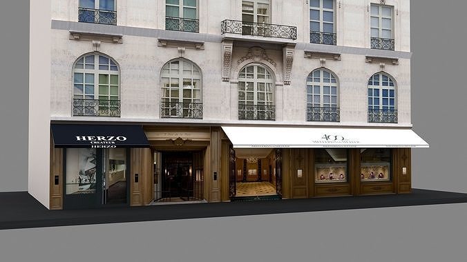 Typical Parisian Apartment Building 11 Low-poly 3D model 7
