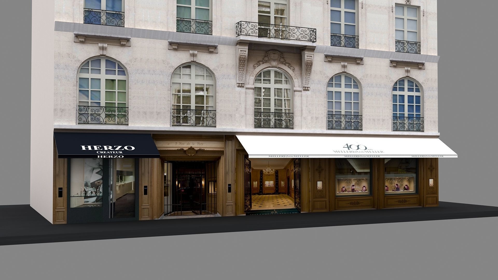 Typical Parisian Apartment Building 11 Low-poly 3D model_6