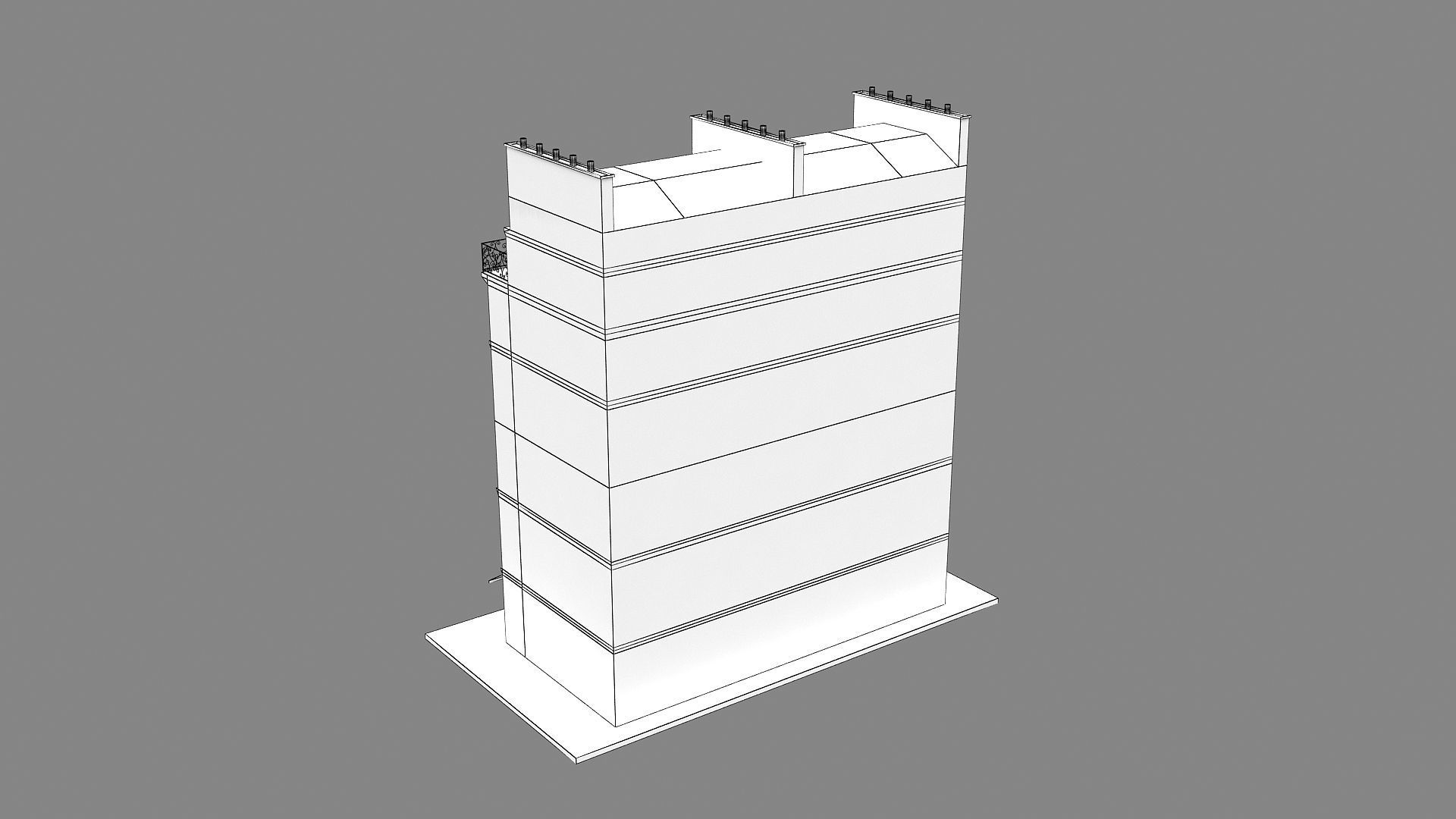 Typical Parisian Apartment Building 11 Low-poly 3D model_18