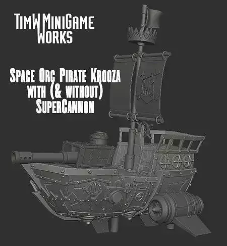 Space Orc Pirate Battle Krooza 3D print  for tabletop wargames 3D print model
