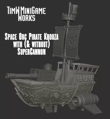 Space Orc Pirate Battle Krooza 3D print  for tabletop wargames 3D print model_0