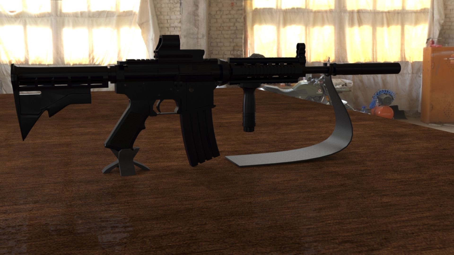 High-Quality M4A1 Assault Rifle 3D Model Low-poly 3D model_5