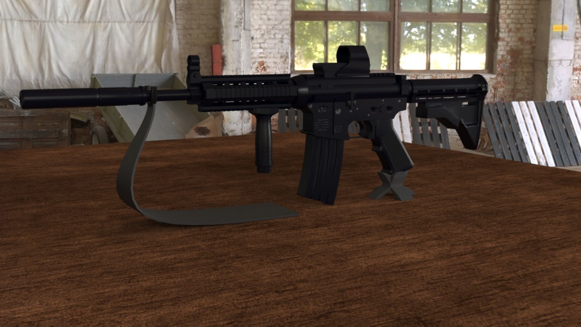 High-Quality M4A1 Assault Rifle 3D Model Low-poly 3D model_12