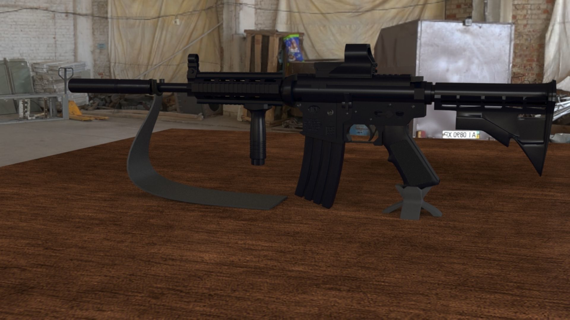 High-Quality M4A1 Assault Rifle 3D Model Low-poly 3D model_9