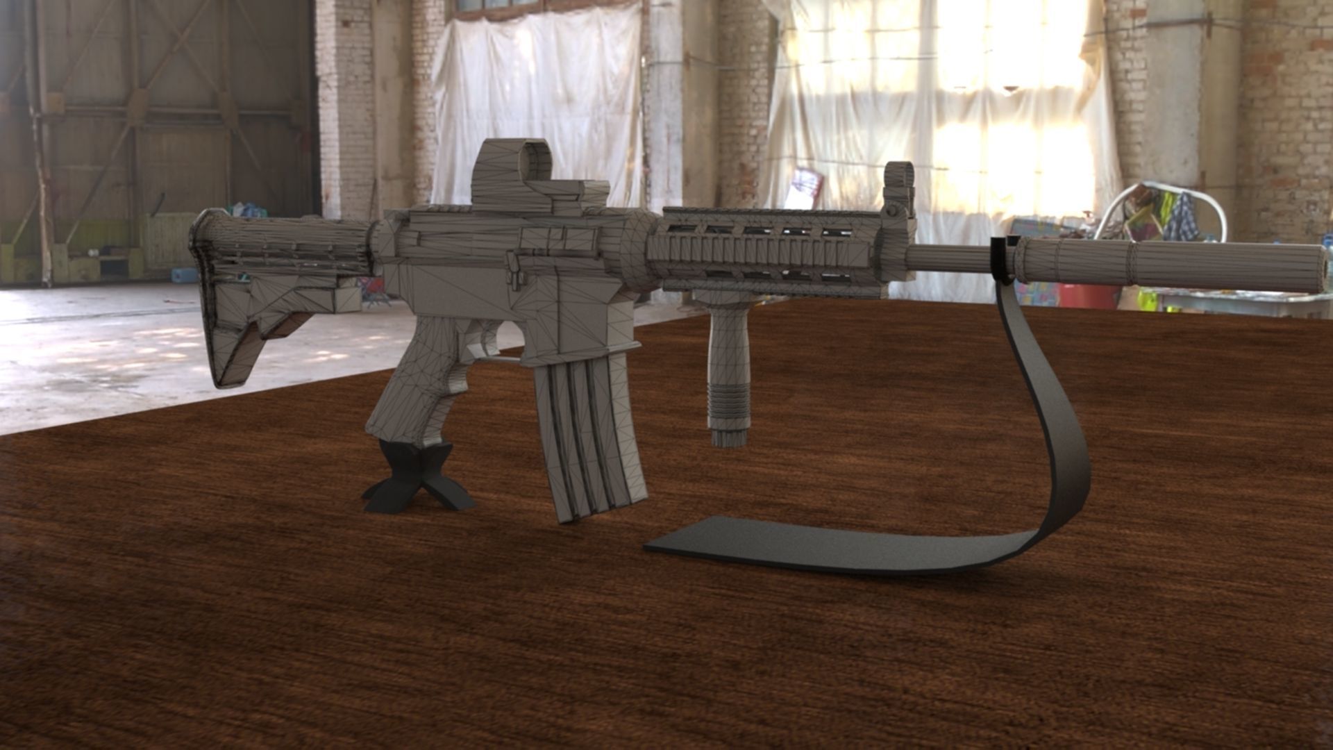 High-Quality M4A1 Assault Rifle 3D Model Low-poly 3D model_49