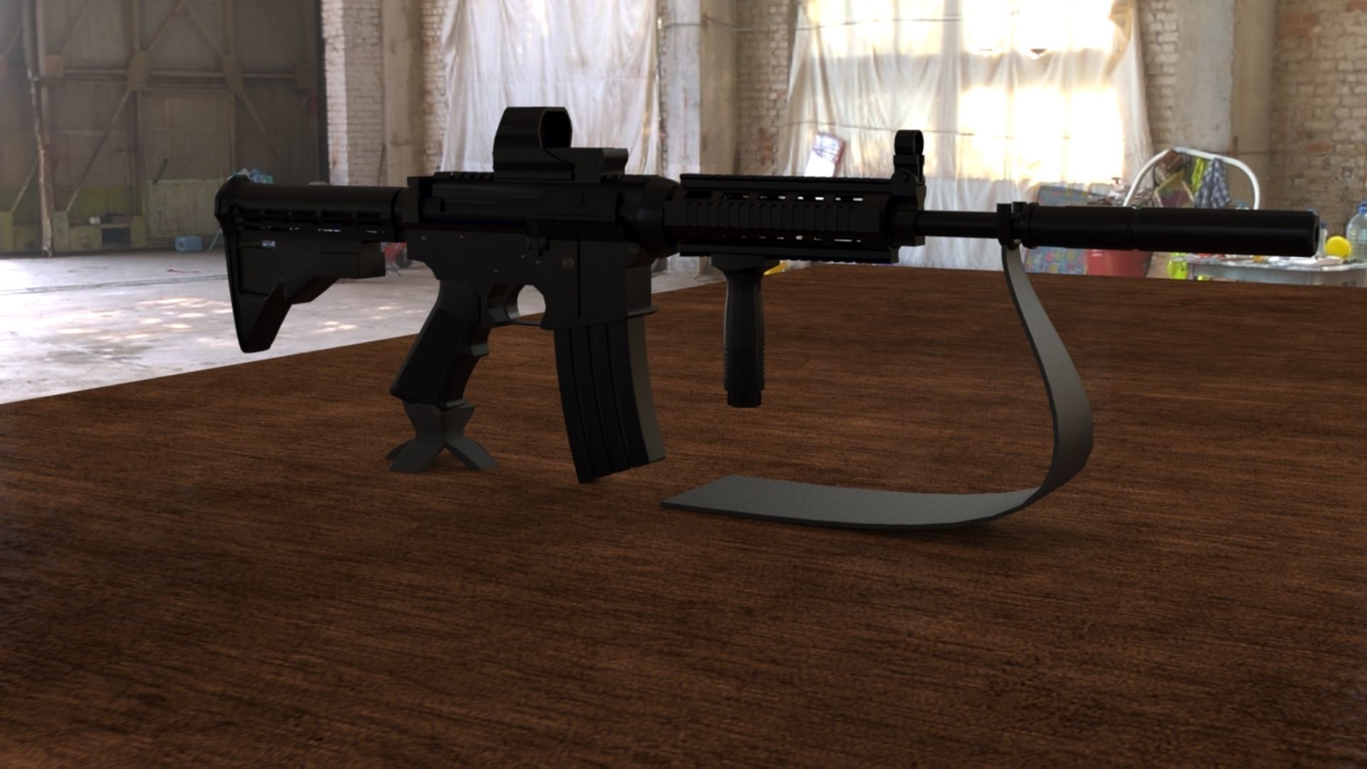 High-Quality M4A1 Assault Rifle 3D Model Low-poly 3D model_10