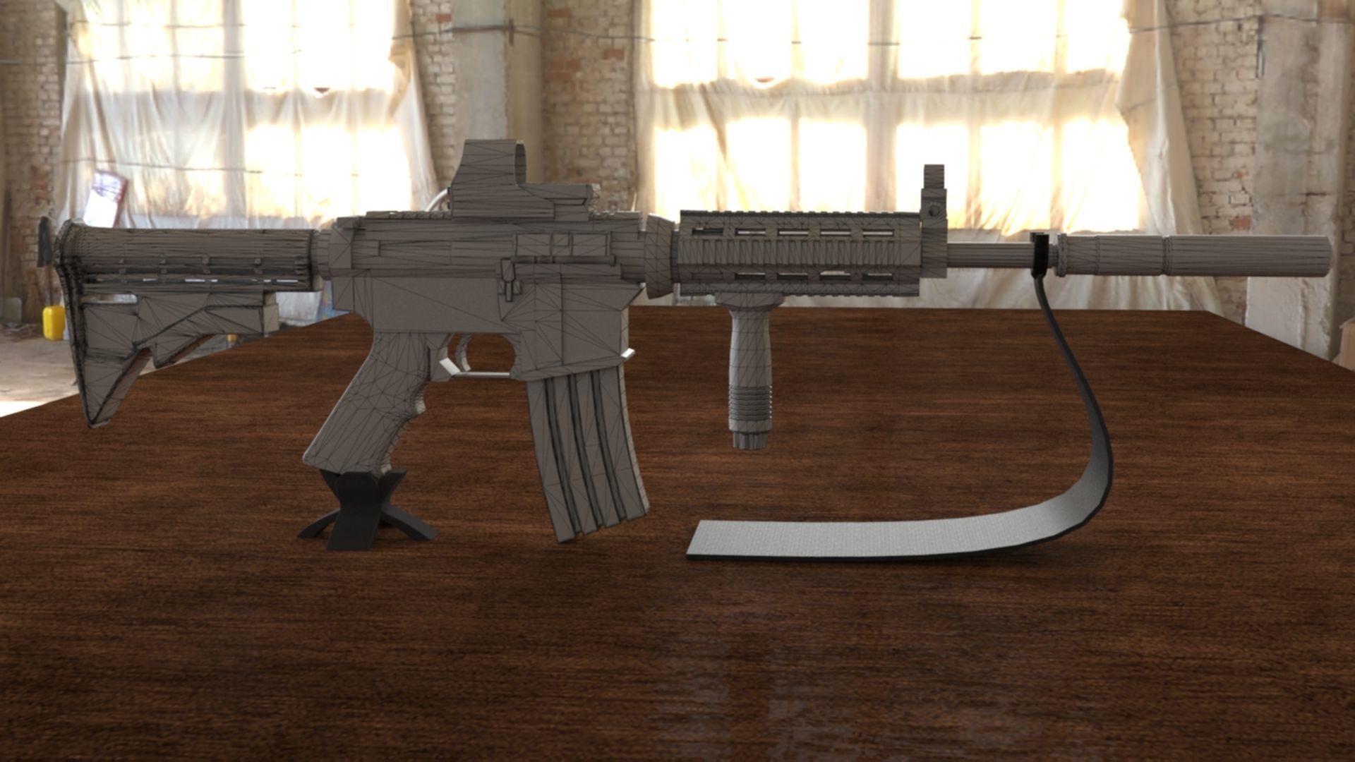 High-Quality M4A1 Assault Rifle 3D Model Low-poly 3D model_45