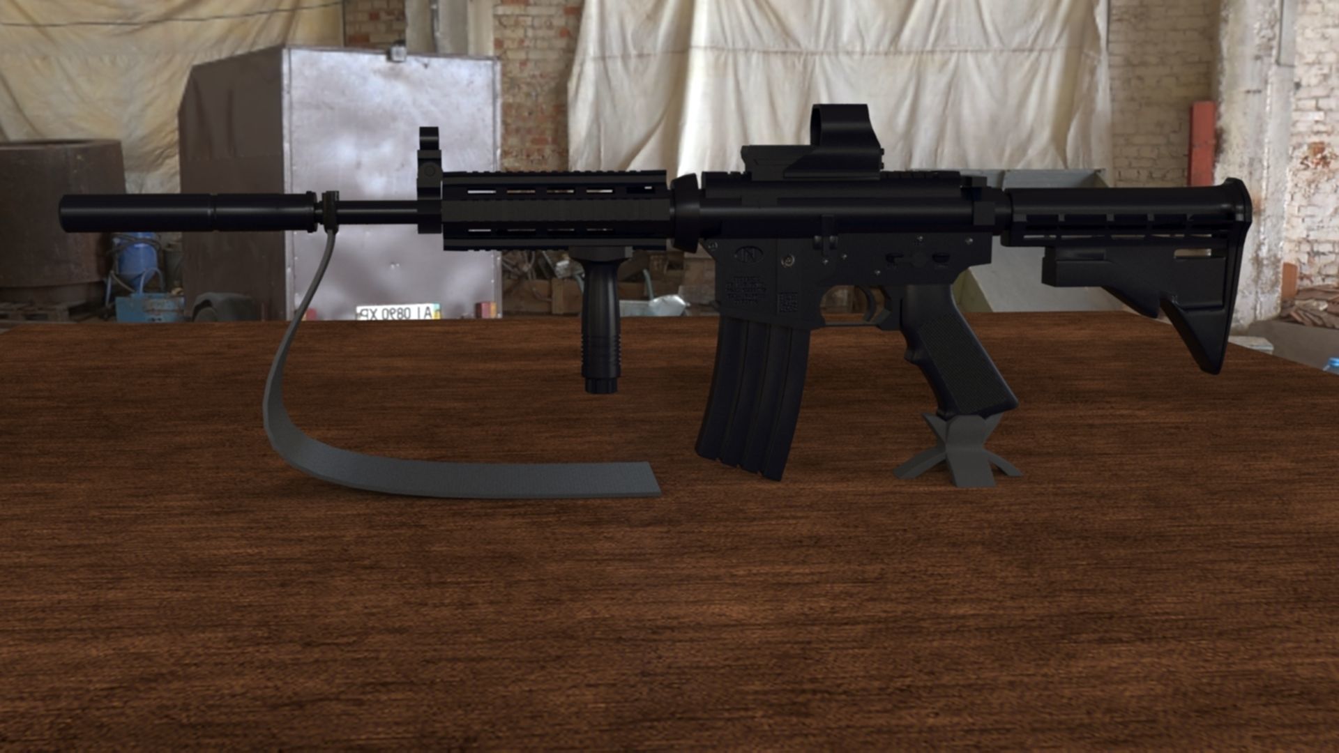 High-Quality M4A1 Assault Rifle 3D Model Low-poly 3D model_8