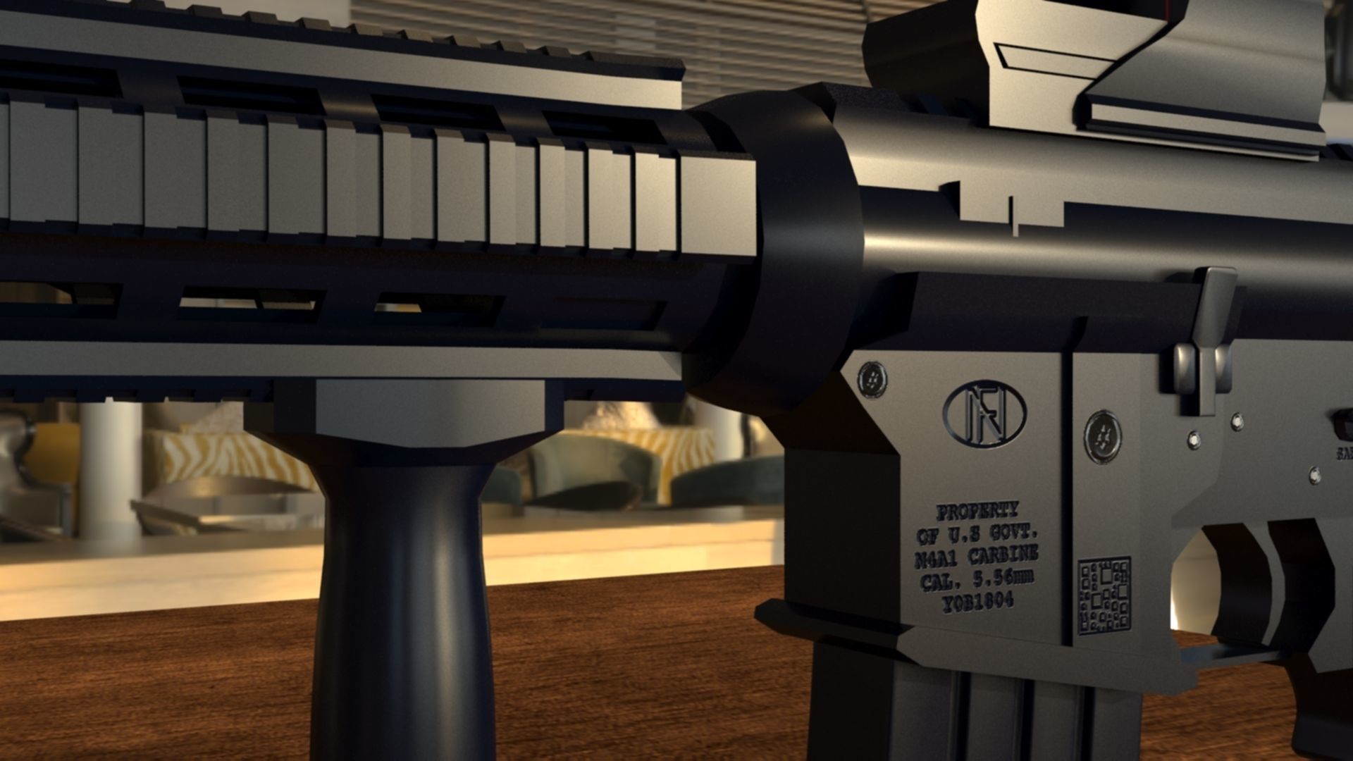 High-Quality M4A1 Assault Rifle 3D Model Low-poly 3D model_35