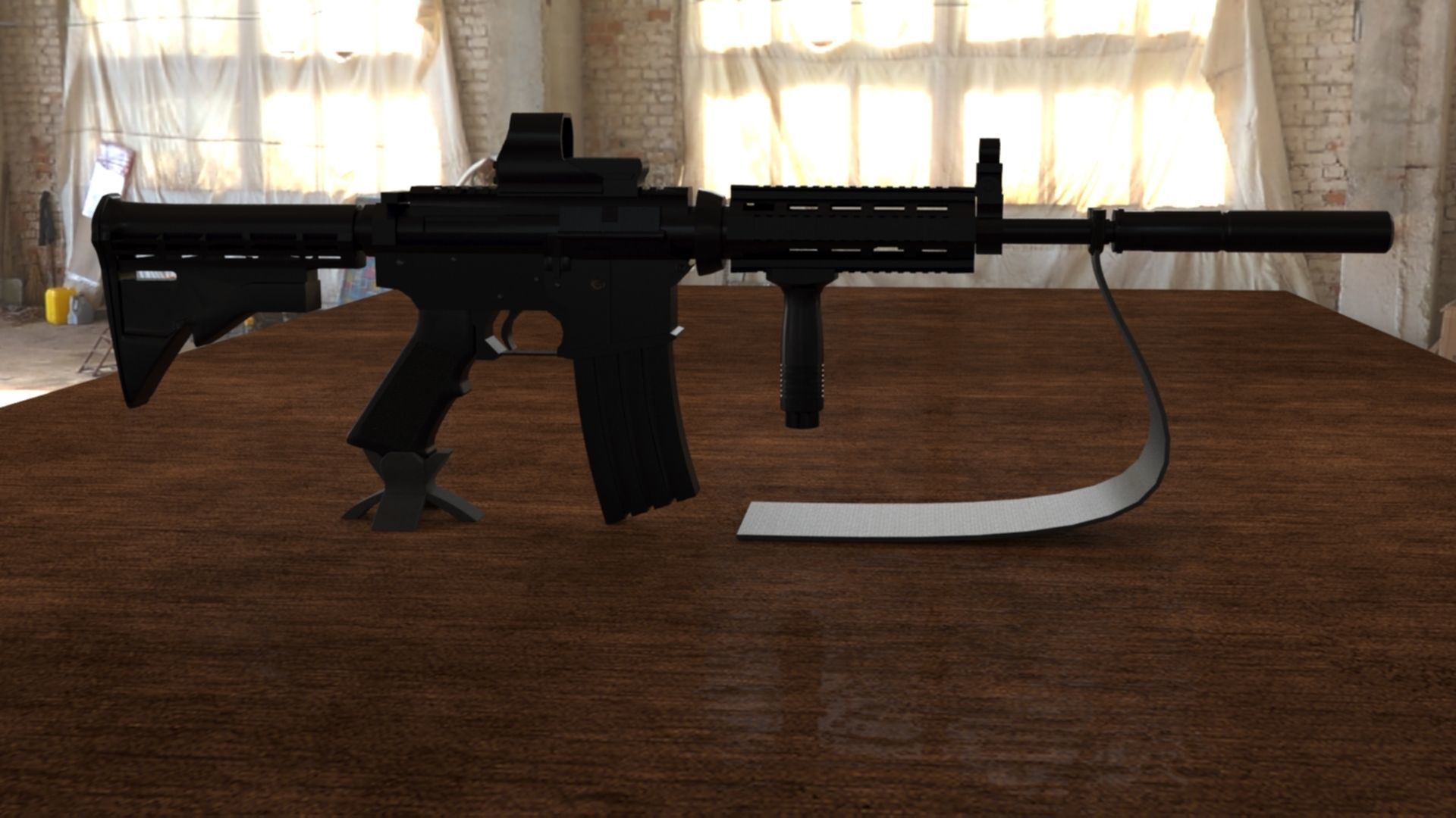 High-Quality M4A1 Assault Rifle 3D Model Low-poly 3D model_2