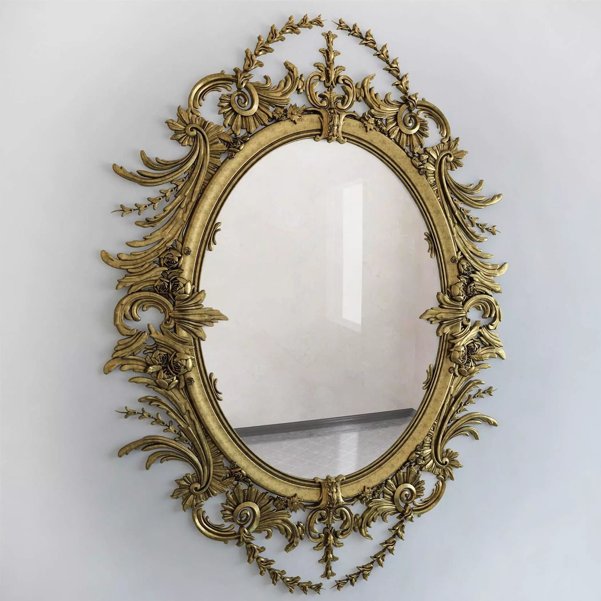 European decorative mirror 3D model_0