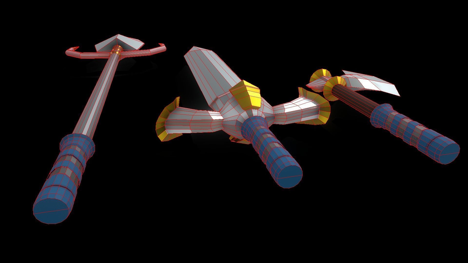 Low Poly Axe Spear Sword Low-poly 3D model_4