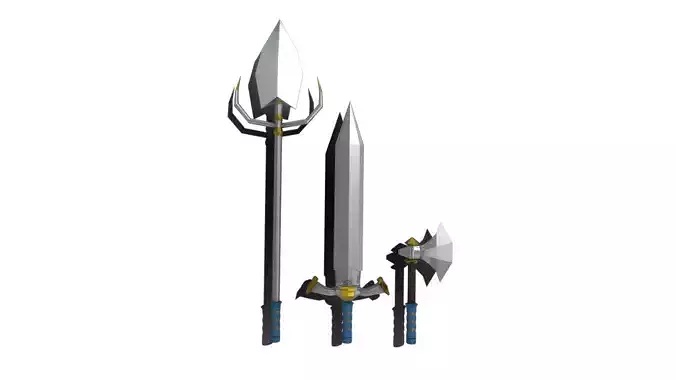 Low Poly Axe Spear Sword