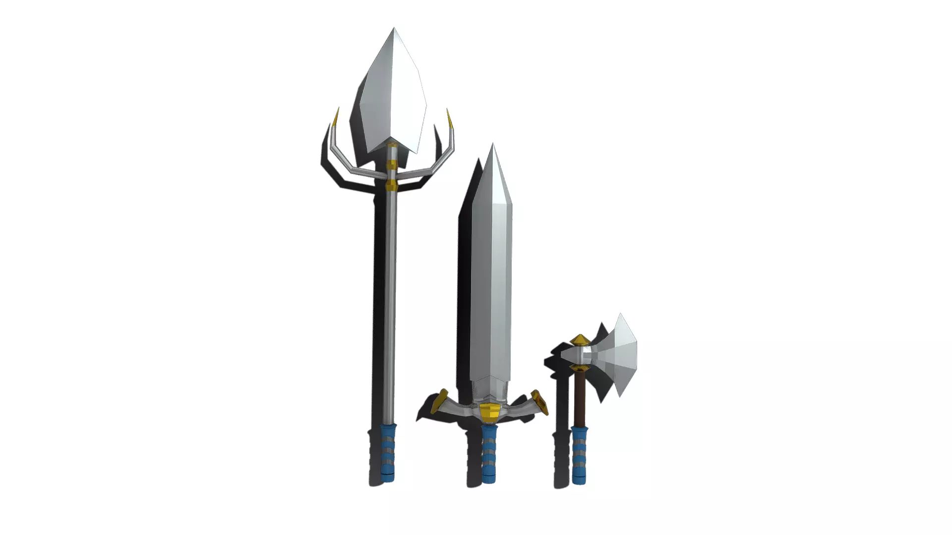 Low Poly Axe Spear Sword Low-poly 3D model_0