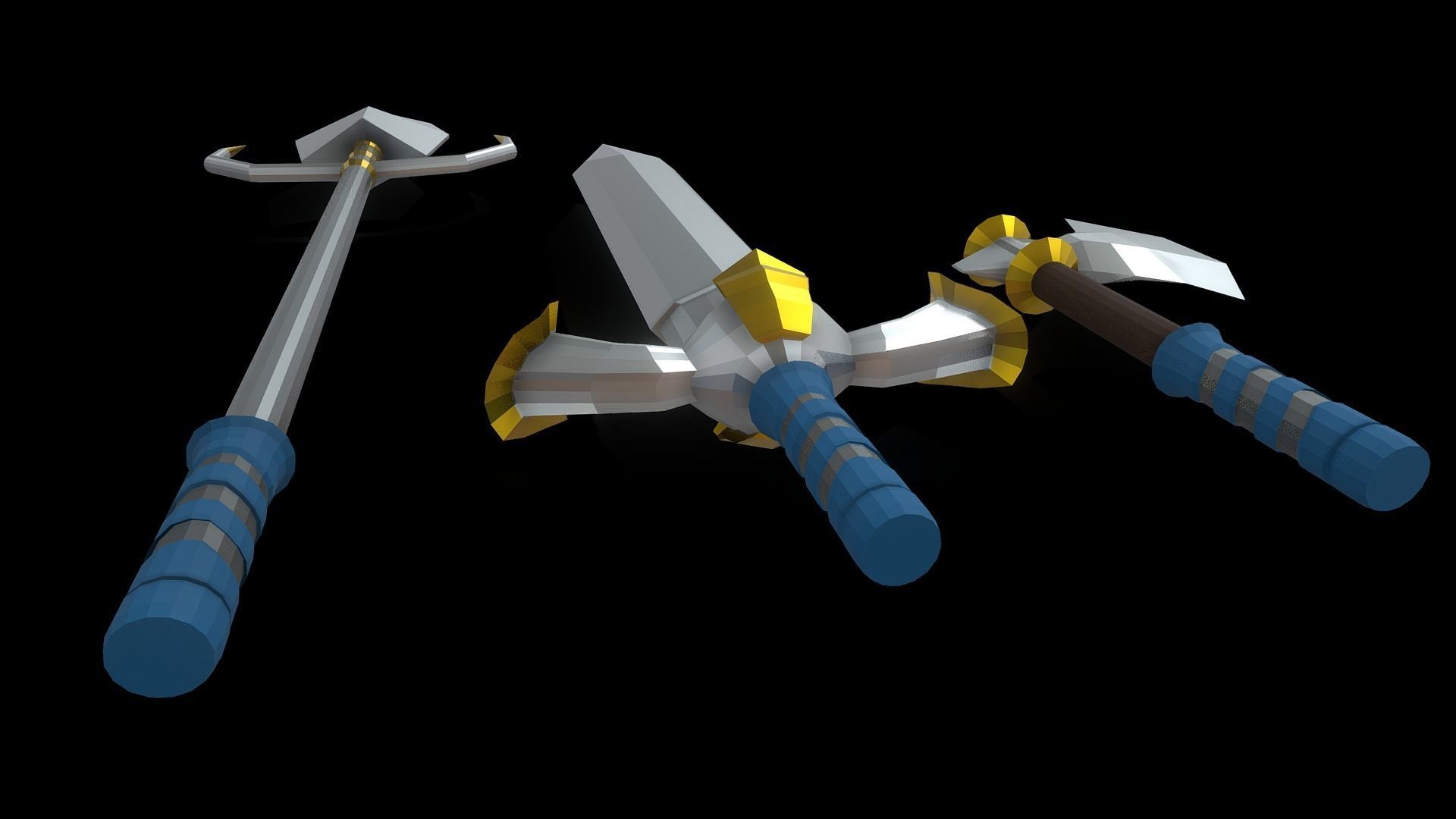 Low Poly Axe Spear Sword Low-poly 3D model_3
