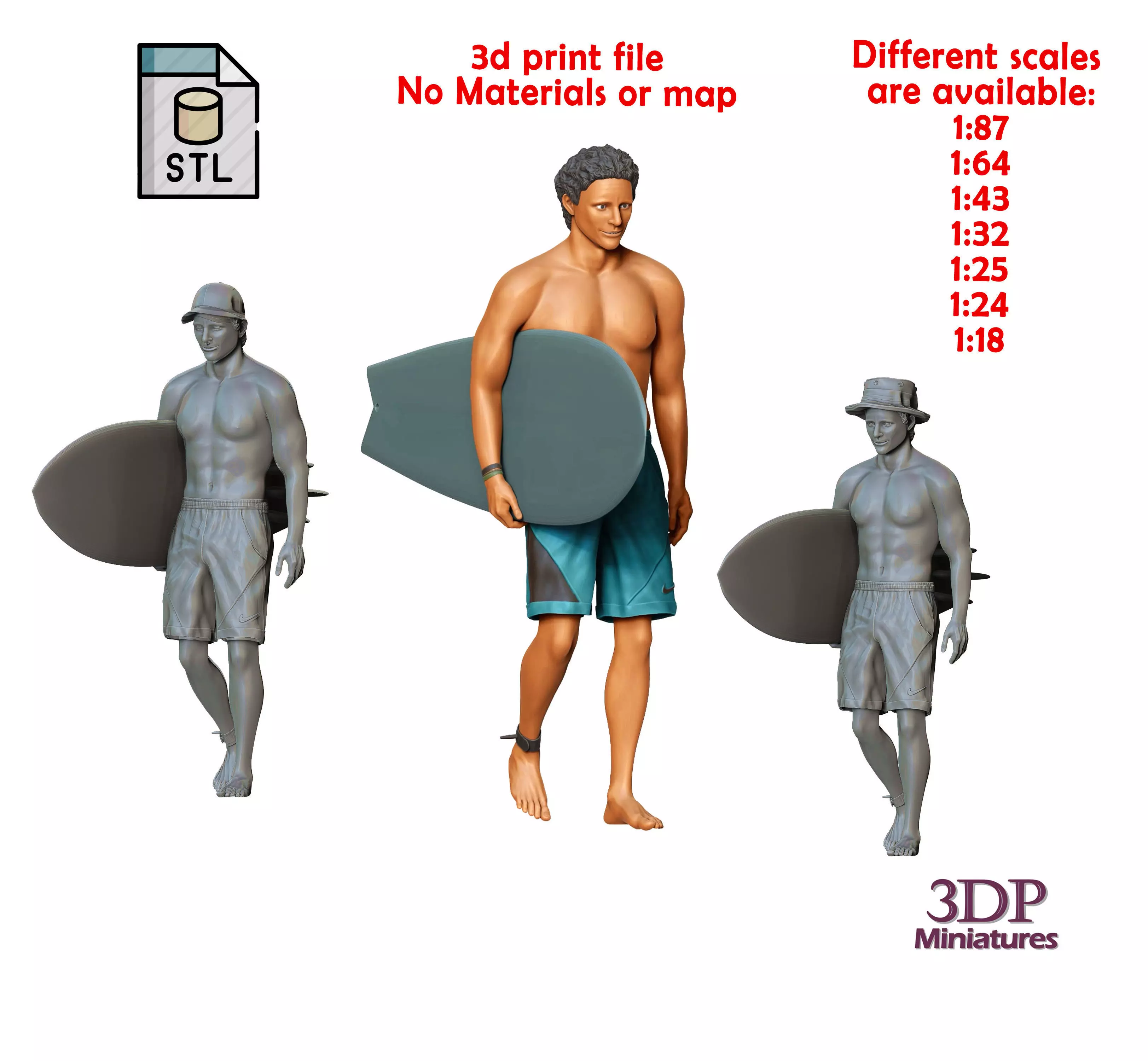 N3 SURFER WITH SURFBOARD IS SURFING 3D print model_0