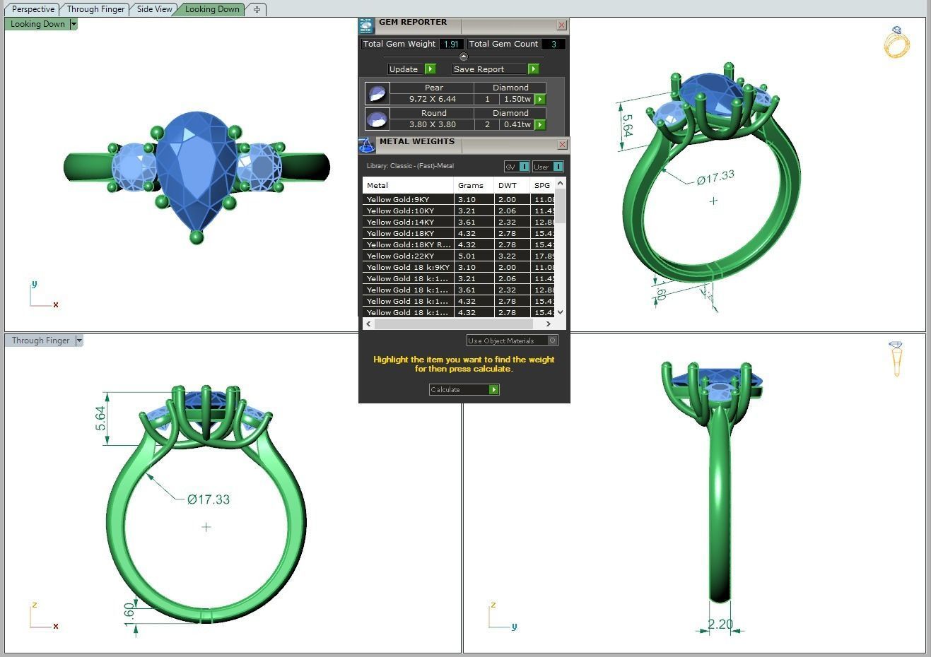 Engagement ring Kelly pear 3D print model_2