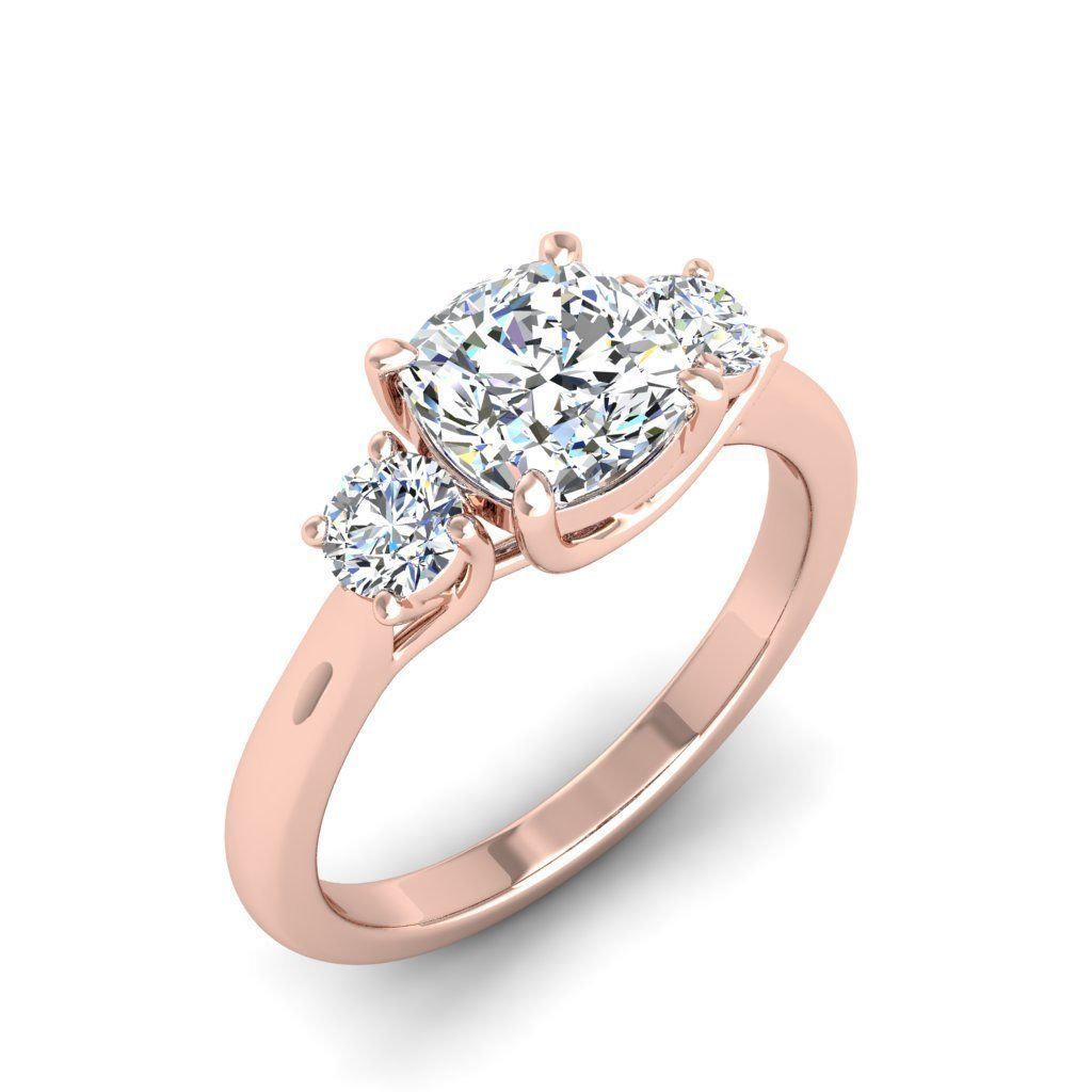 Engagement ring Kelly qushion 3D print model_24